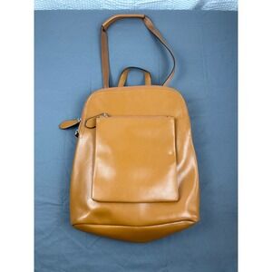 Heshe Cognac Convertible Backpack Purse Faux Leather Shoulder Bag Brown